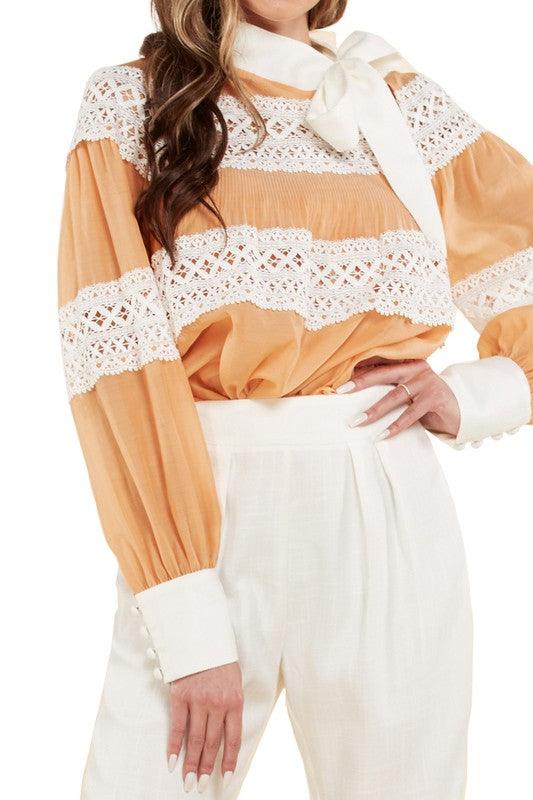 TWO PIECE CROCHET DETAIL PANT SET - PRIVILEGE 