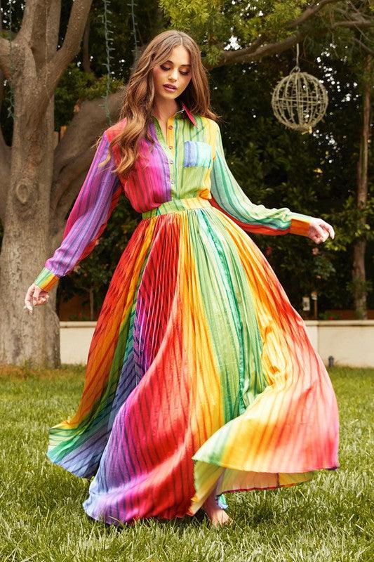 RAINBOW 2PC MAXI SKIRT SET - PRIVILEGE 