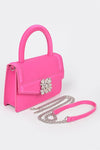 Satin Stone Buckle Top Handle Bag - PRIVILEGE 