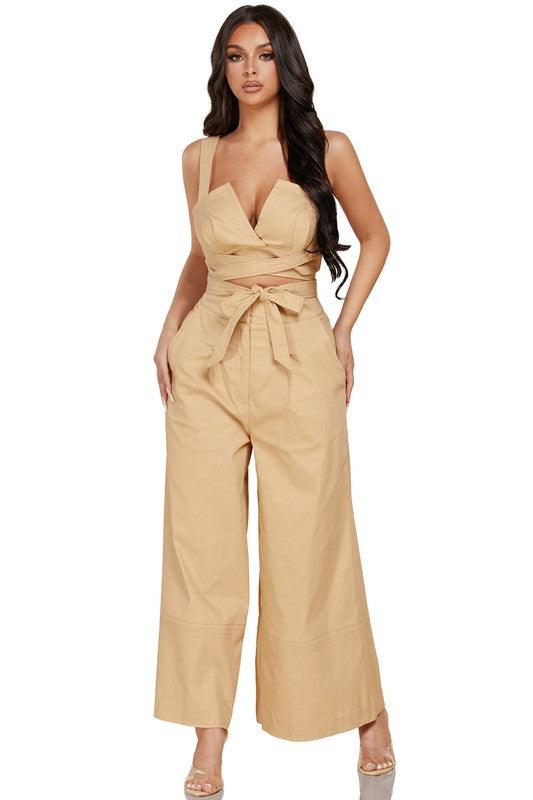 BEIGE 2PC PANT SET - PRIVILEGE 