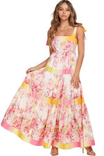 FLORAL RIBBON MAXI DRESS - PRIVILEGE 