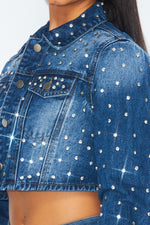 RHINESTONE JEAN JACKET - PRIVILEGE 