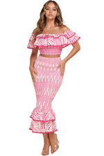 PINK OFF SHOULDER TOP WITH MERMAID SKIRT - PRIVILEGE 