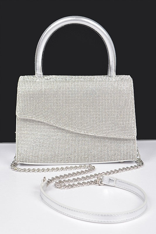 Rhinestone Top Handle Flap Bag - PRIVILEGE 