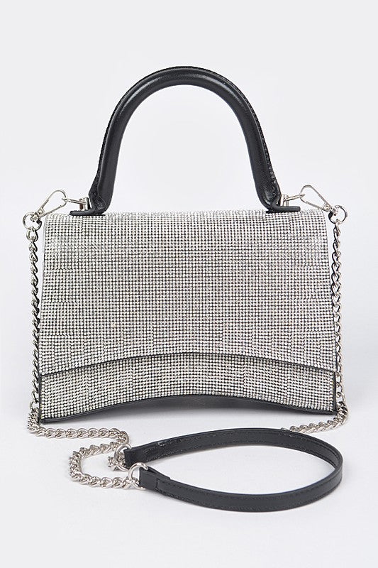 Rhinestone Top Handle Flap Bag - PRIVILEGE 