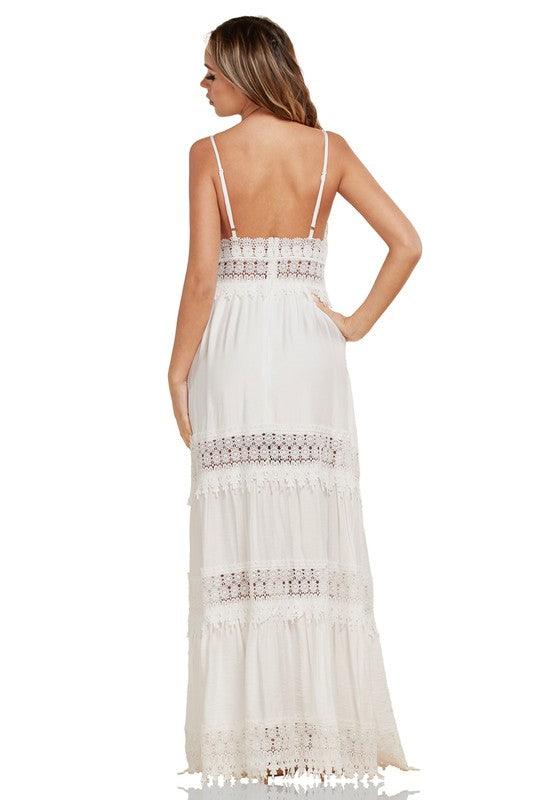 WHIE MAXI SHEER CROCHET - PRIVILEGE 