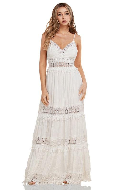 WHIE MAXI SHEER CROCHET - PRIVILEGE 