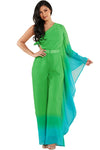 GREEN AND BLUW BATWING JUMPSUIT - PRIVILEGE 