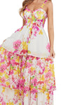 Tiered Floral Maxi Dress with 3D Accent - PRIVILEGE 