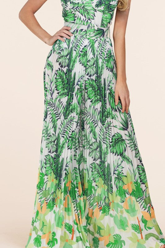 TROPICAL PLEATED JUMPSUIT - PRIVILEGE 