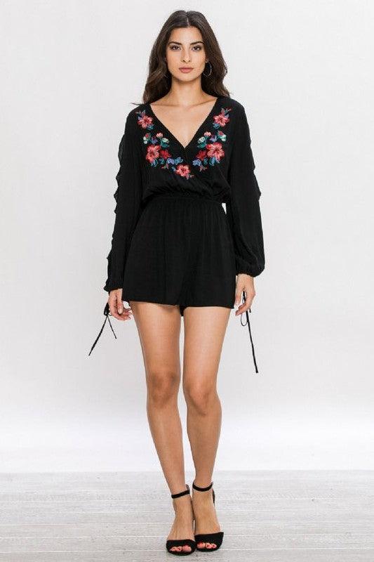 Romper with floral embroidery - PRIVILEGE 