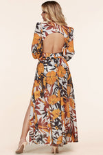 OPEN BACK AND SIDES MUSTARD MAXI DRESS - PRIVILEGE 