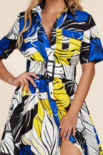 BLUE YELLOW BLACK MAXI DRESS - PRIVILEGE 