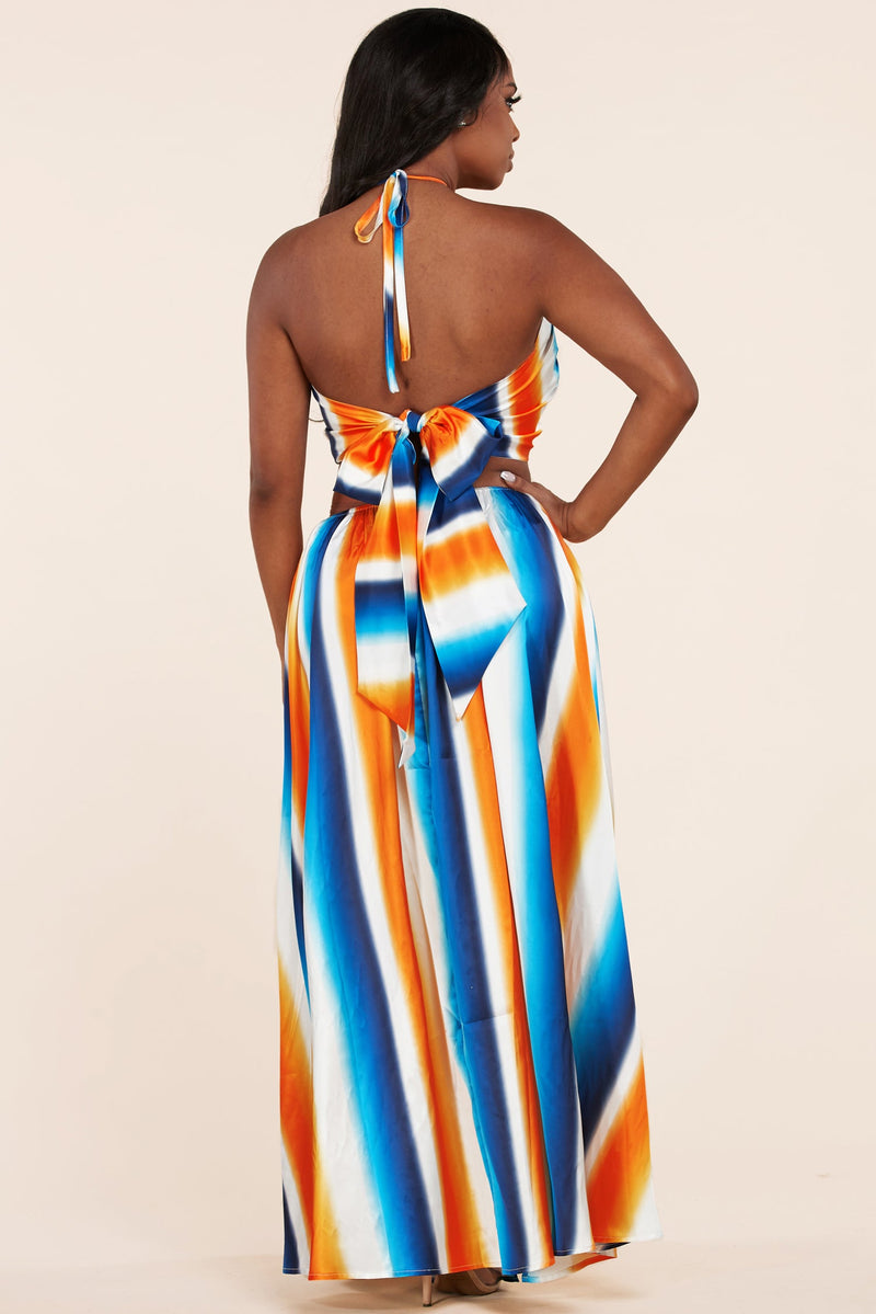 SEXY CUTOUT MAXI STRIPE DRESS - PRIVILEGE 