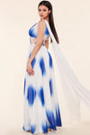 WHITE AND BLUE TIE DYE MAXI DRESS - PRIVILEGE 