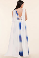 WHITE AND BLUE TIE DYE MAXI DRESS - PRIVILEGE 