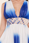 WHITE AND BLUE TIE DYE MAXI DRESS - PRIVILEGE 