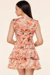 FLORAL RUCHED RUFFLE MINI DRESS - PRIVILEGE 