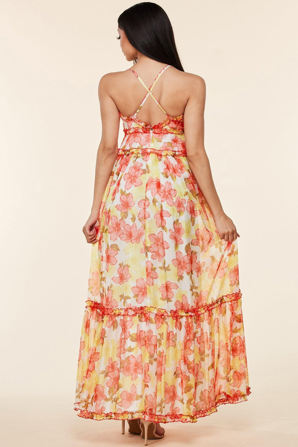 YELLOW CORAL MAXI DRESS - PRIVILEGE 