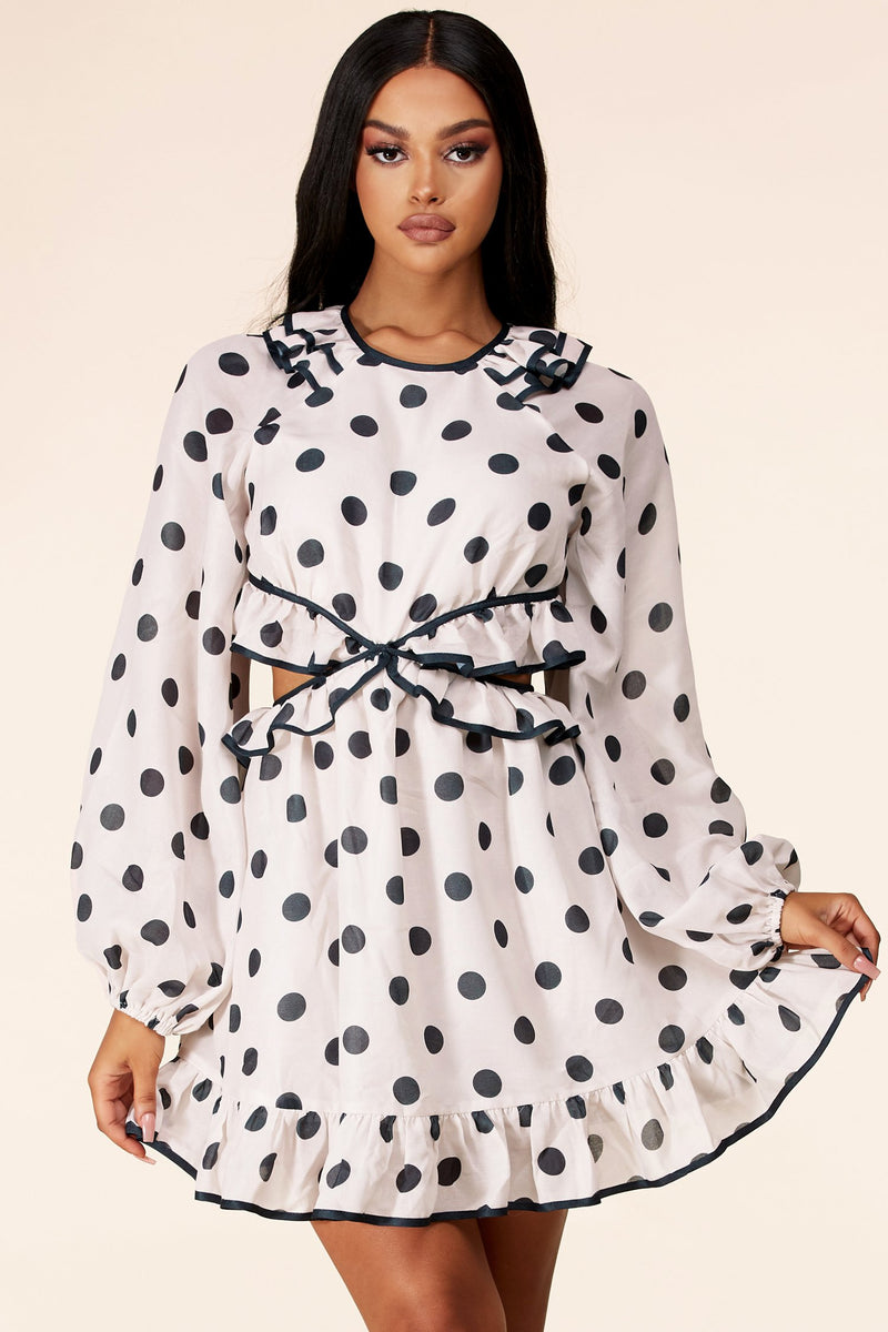 Poka dot mini dress with open sides - PRIVILEGE 