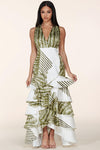 WHITE LEAF HALTER MAXI DRESS - PRIVILEGE 