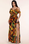 BLACK FLORAL MAXI DRESS OFF THE SHOUDER - PRIVILEGE 