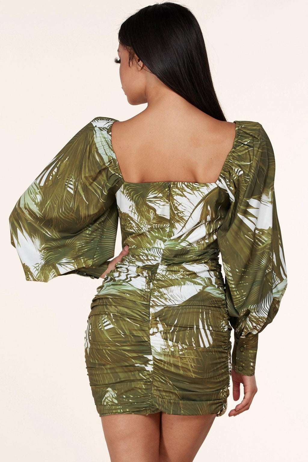 OLIVE LEAFS DRESS MINI - PRIVILEGE 