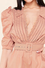 Dusty rose chic sleeve romper - PRIVILEGE 