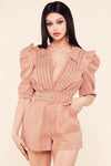 Dusty rose chic sleeve romper - PRIVILEGE 