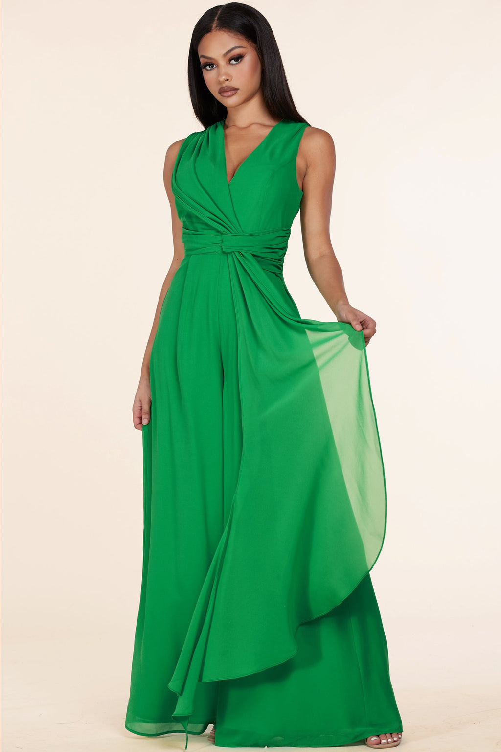 GREEN JUMPSUIT WITH A FLARE - PRIVILEGE 