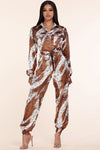 LEOPARD PRINT SILK LIKE JUMPSUIT - PRIVILEGE 