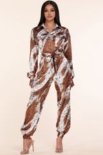 LEOPARD PRINT SILK LIKE JUMPSUIT - PRIVILEGE 