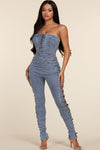 SEXY DENIM JUMPSUIT WITH OPEN SIDE DETAIL - PRIVILEGE 