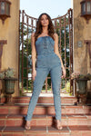 SEXY DENIM JUMPSUIT WITH OPEN SIDE DETAIL - PRIVILEGE 