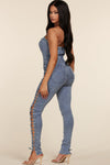 SEXY DENIM JUMPSUIT WITH OPEN SIDE DETAIL - PRIVILEGE 