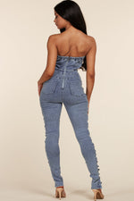 SEXY DENIM JUMPSUIT WITH OPEN SIDE DETAIL - PRIVILEGE 