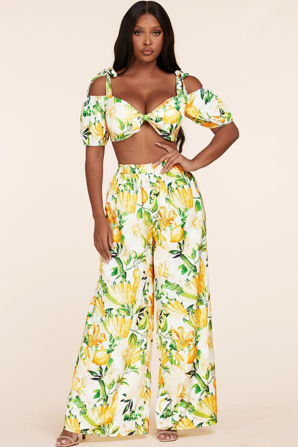 SEXY 2PC CROP TOP AND HIGH WAISTED PANTS SET - PRIVILEGE 