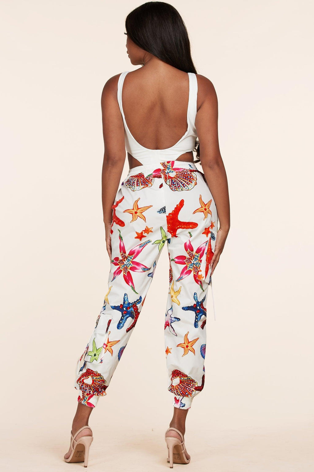 TWO PIECE BODYSUIT WITH OCEAN PRINT PANT - PRIVILEGE 