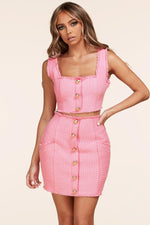 TWEED 2PC SKIRT SET PINK - PRIVILEGE 