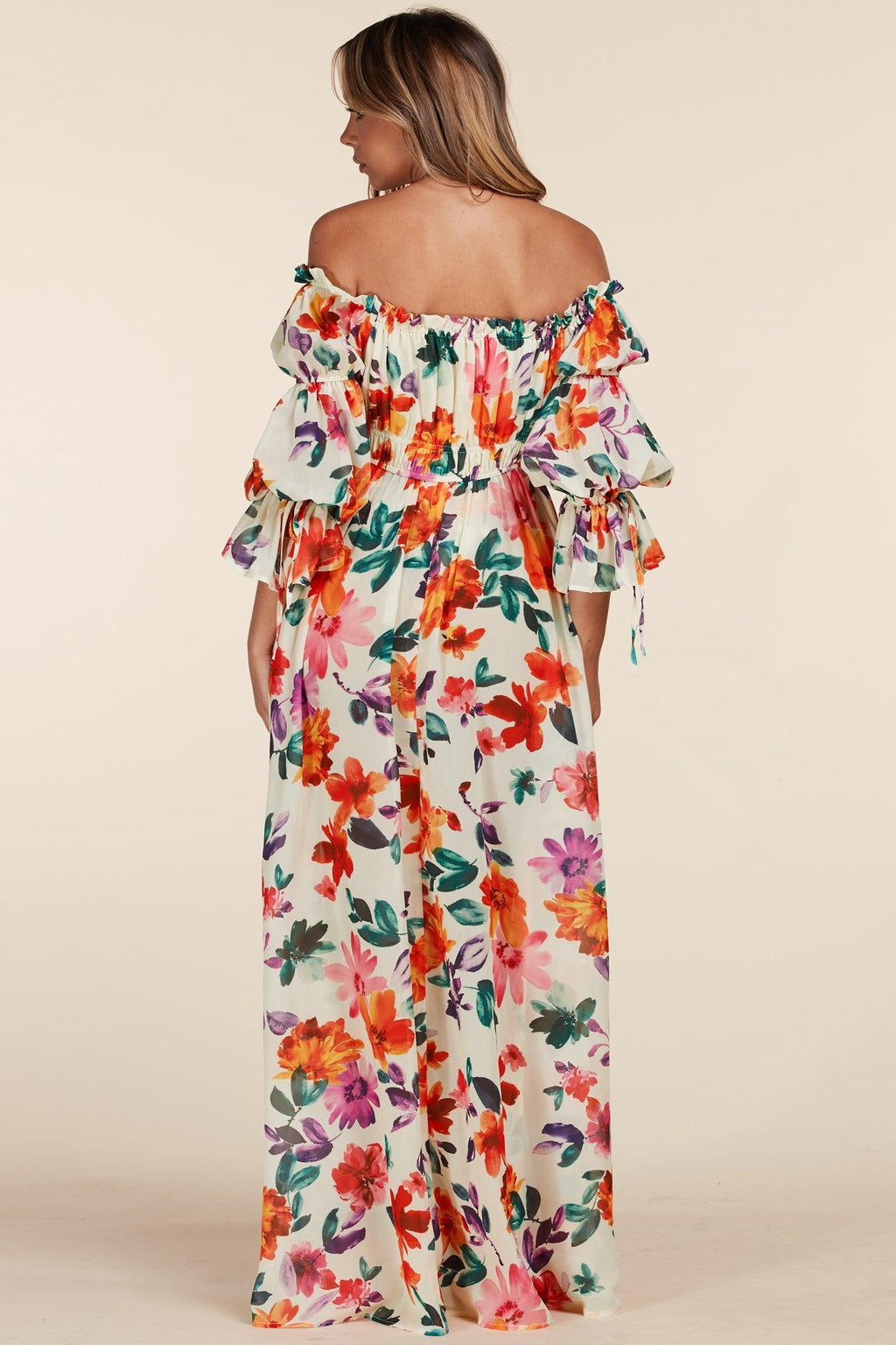 OFF SHOULDER MAXI FLORAL DRESS - PRIVILEGE 