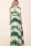 Green Tie-Dye Maxi dress with a surplice neck - PRIVILEGE 