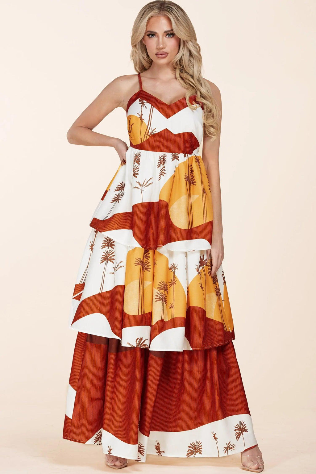 Desert palm print maxi dress - PRIVILEGE 