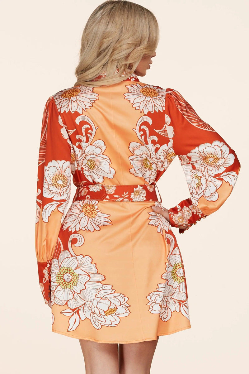 Retro flower print shirt dress - PRIVILEGE 