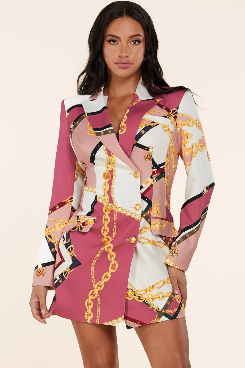 LUX CHAIN MINI BLAZER DRESS - PRIVILEGE 