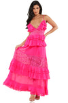 CROCHET FUSHIA MAXI DRESS - PRIVILEGE 