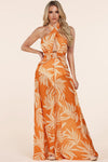 FLORAL LEAF PRINT ORANGE JUMPSUIT - PRIVILEGE 