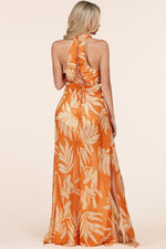 FLORAL LEAF PRINT ORANGE JUMPSUIT - PRIVILEGE 