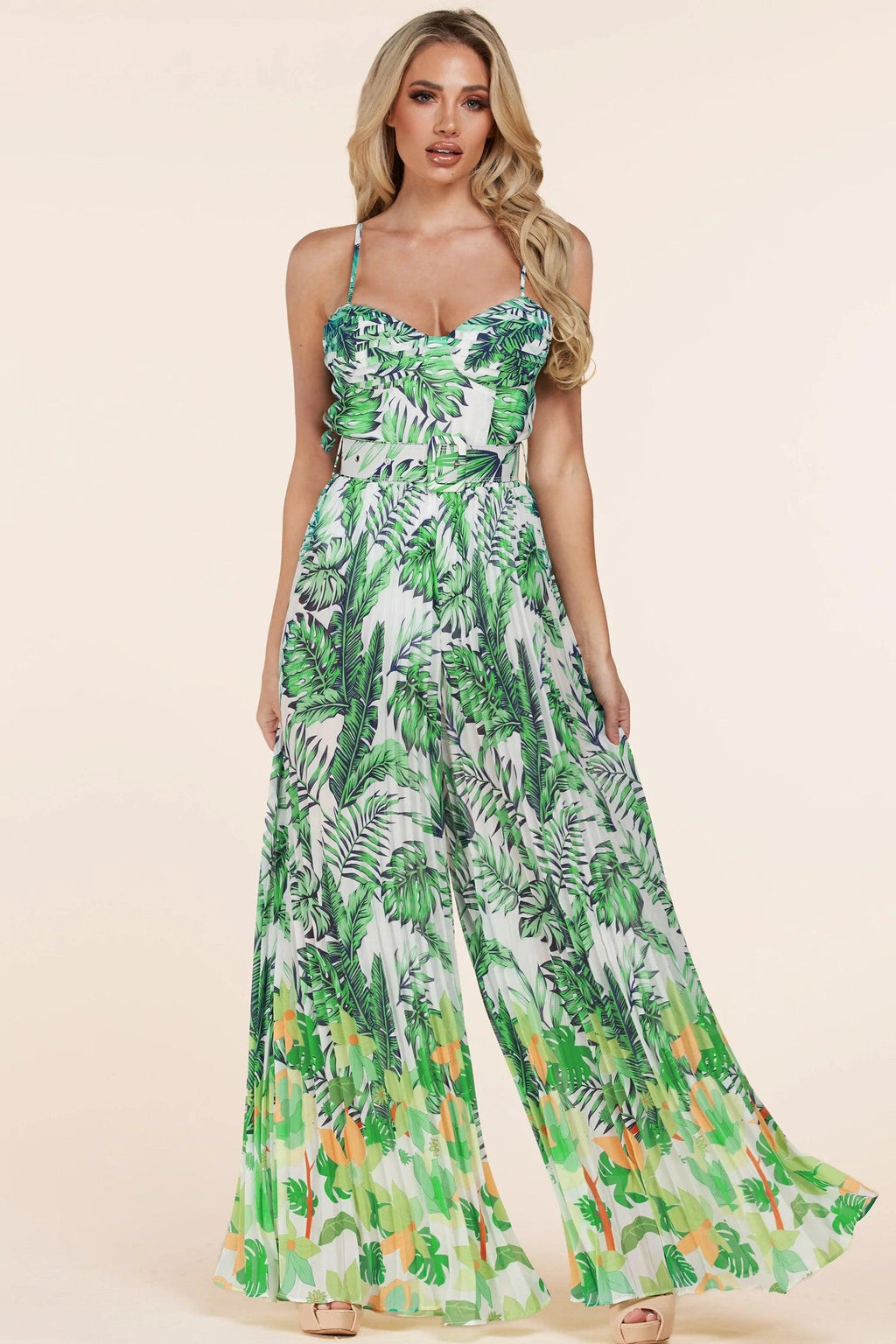 Tropical leaf print jumpsuit - PRIVILEGE 