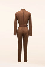 BROWN SUEDE KEY JUMPSUIT - PRIVILEGE 