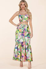 Colorful flower print two-piece set - PRIVILEGE 